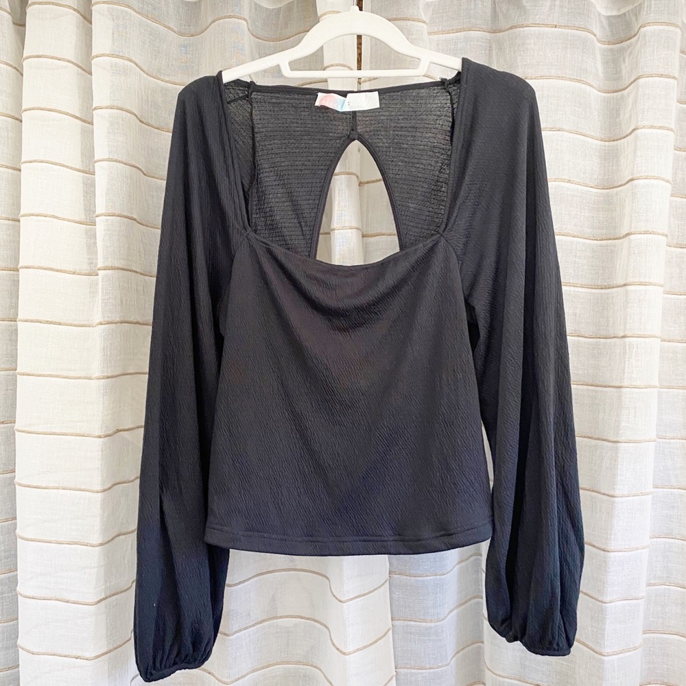 Free People Beach Square Neck Balloon Sleeve Top